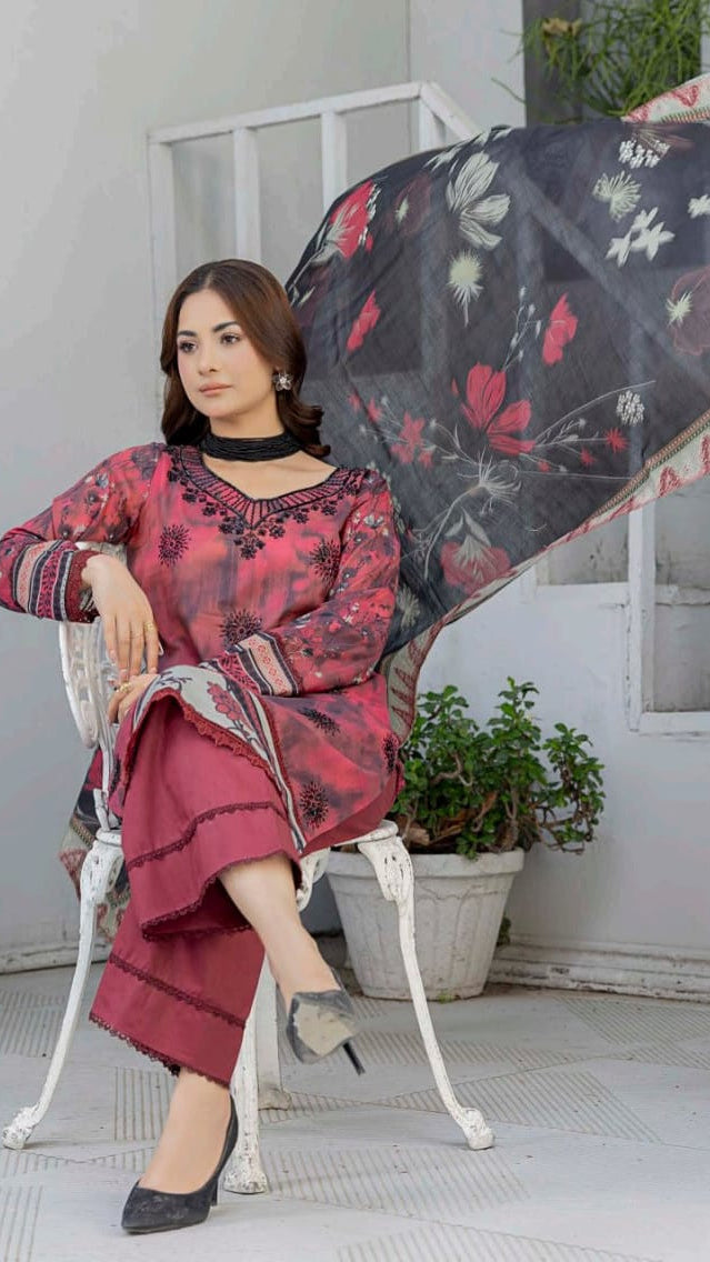 Print Embroidery Lawn 3-Piece unstitched