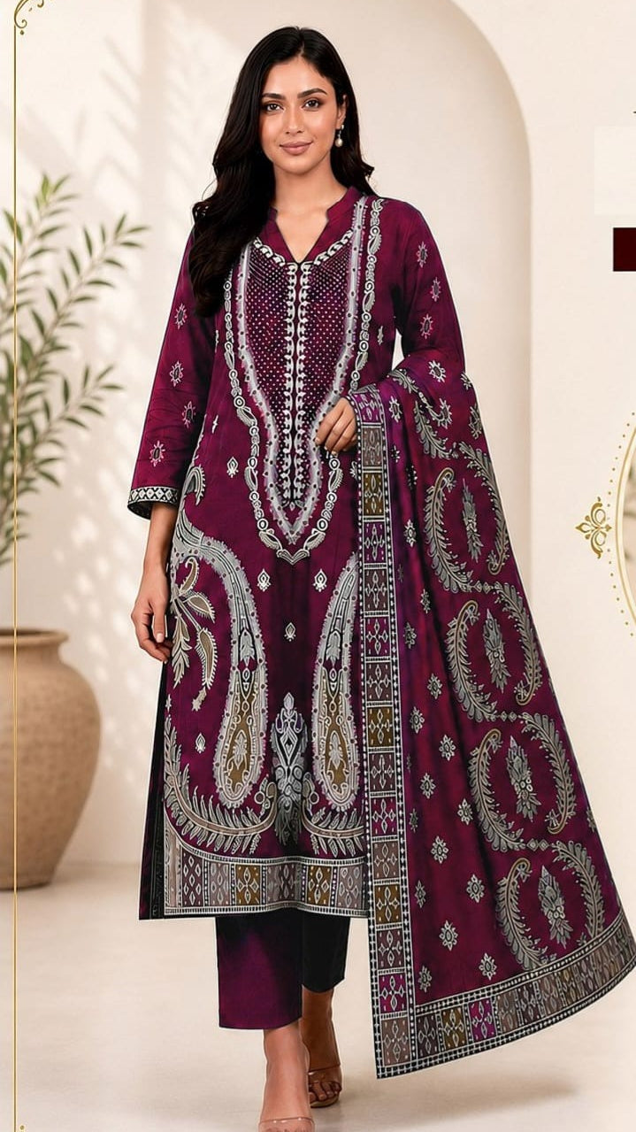 Embroidered lawn 3-Piece unstitched
