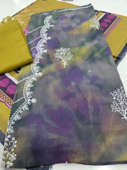CUT DANA Embroidery (MAUVE) Lawn 3-PC