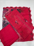 MAHERMA (RED) EMBROIDERED PRINTED LAWN 3-PC
