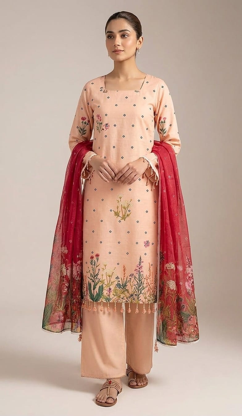 Printed Lawn 3-Pc (PINK)