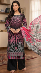 Printed Lawn 3-Pc (BLACK)