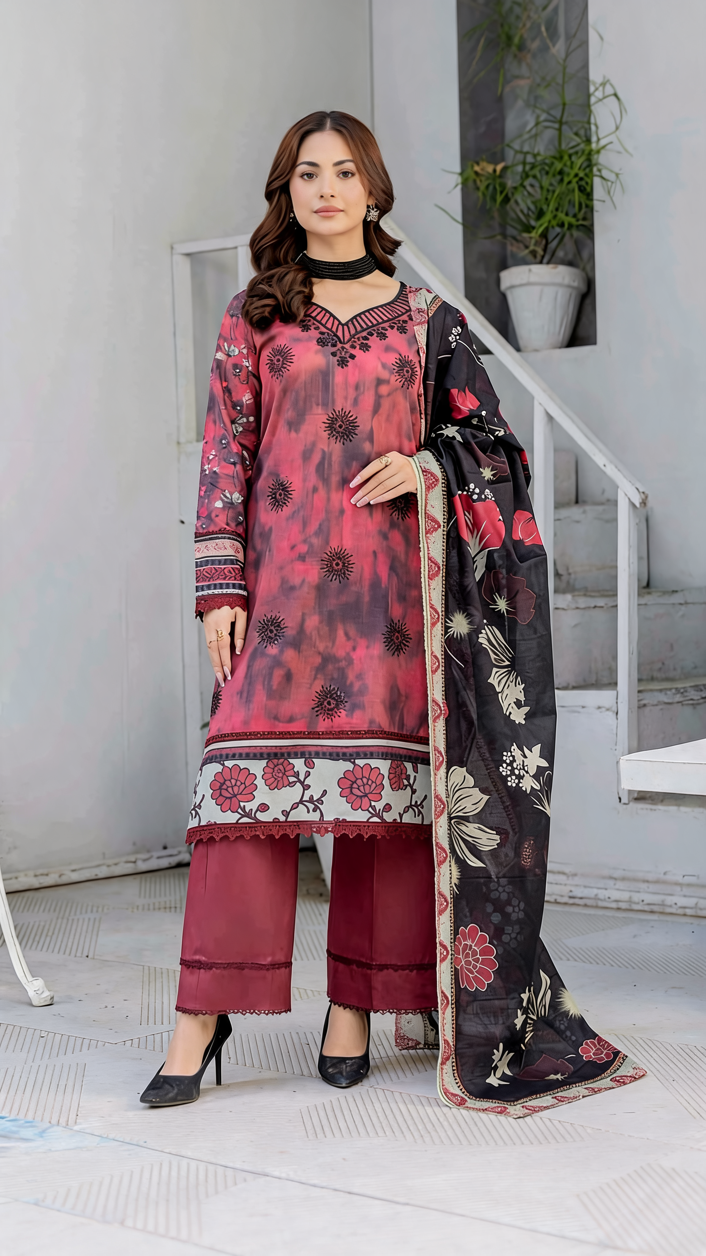 Print Embroidery Lawn 3-Piece unstitched