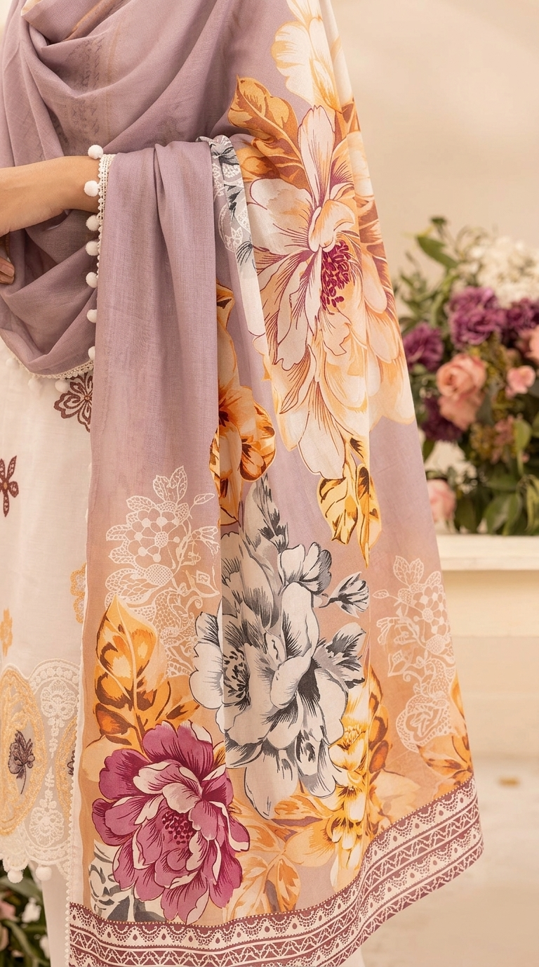 Embroidered lawn 3-Piece unstitched