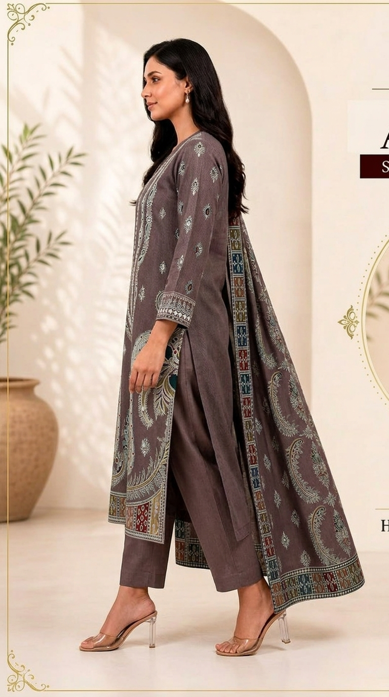 Embroidered lawn 3-Piece unstitched