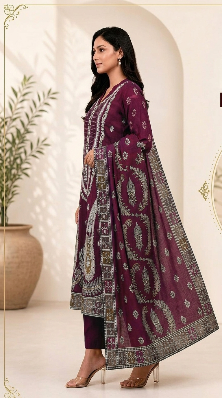 Embroidered lawn 3-Piece unstitched