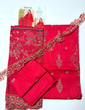 Meezaj Embroidered Lawn 3-Pc (RED)