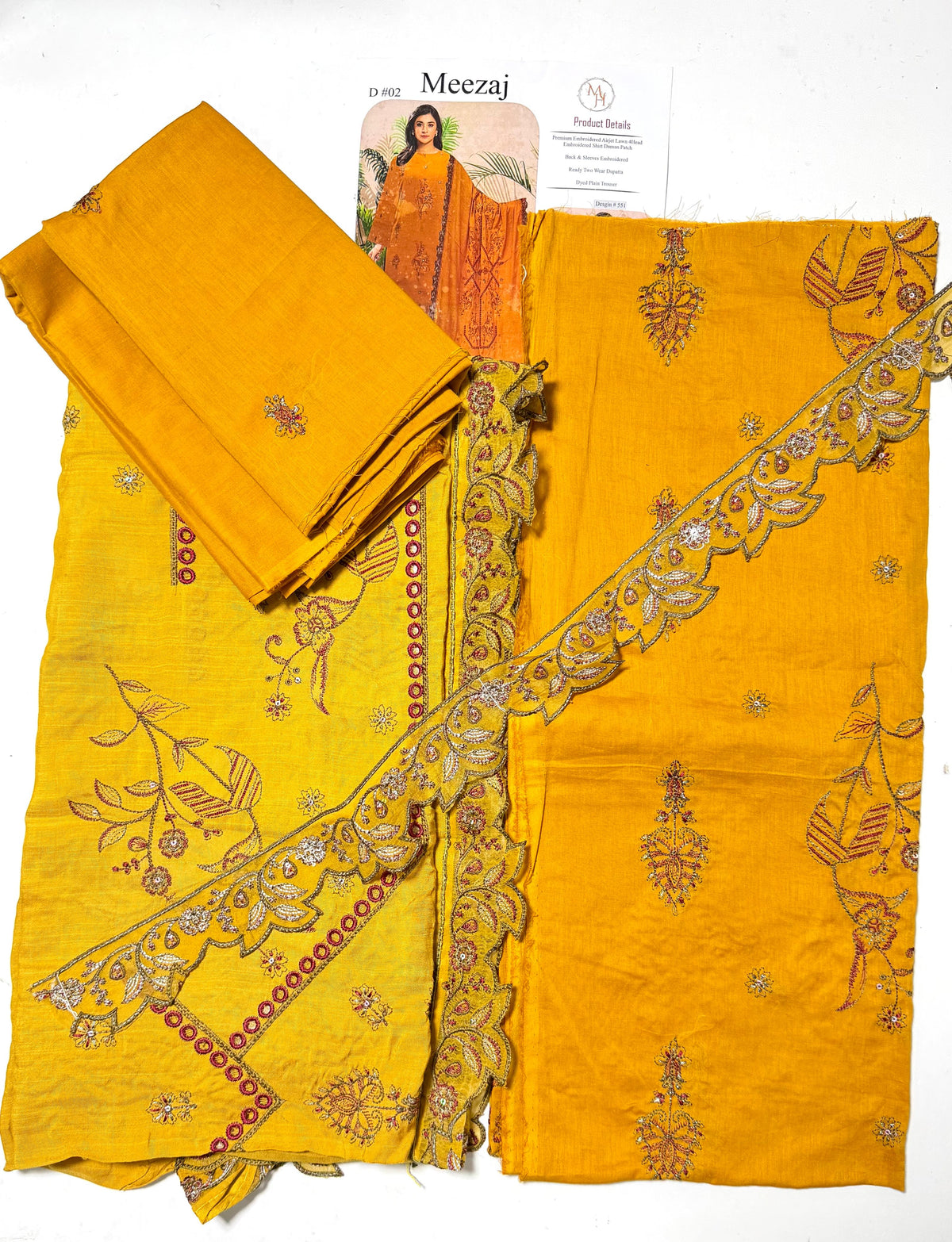Meezaj Embroidered Lawn 3-Pc (YELLOW)